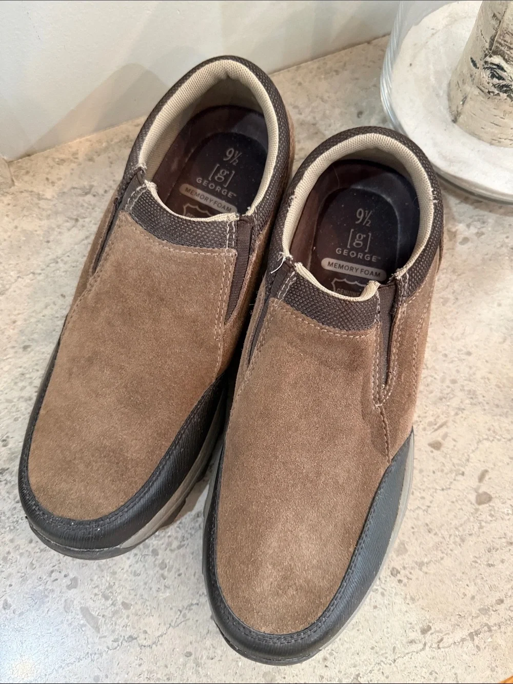 George Men's Tan Suede Slip-On Loafers
